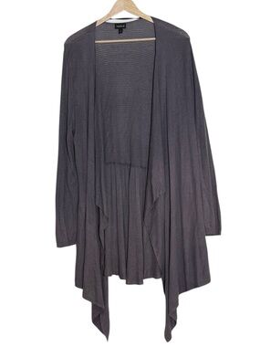 Torrid Open Textured Knit Shark Hem Peplum Long Cardigan Size 3X Gray Lavender